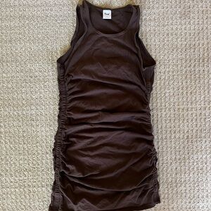 TNA Aritzia crew neck tank ruched dress
